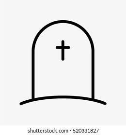 Cemetery Gravestone Minimalistic Flat Line Outline Stroke Icon Pictogram Symbol