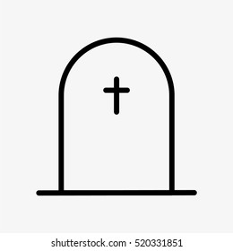 Cemetery Gravestone Minimalistic Flat Line Outline Stroke Icon Pictogram Symbol