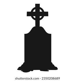 Sombrero de silueta de cementerio monocromo con hombre grave expresando miedo y horror para el diseño artículos sobre la festividad Halloween ilustración vectorial