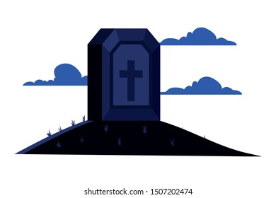 cemetery graveyard with cross icon