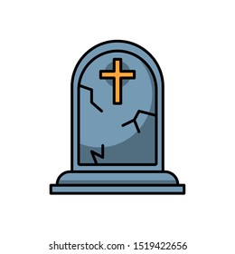 cemetery graveyard with cross vector illustration design