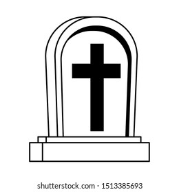 cemetery graveyard halloween isolated icon vector illustration design