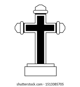 cemetery graveyard halloween isolated icon vector illustration design