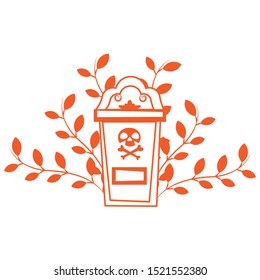 cemetery graveyard with skull bones vector illustration design