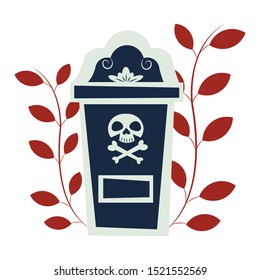cemetery graveyard with skull bones vector illustration design