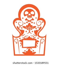 cemetery graveyard with skull bones vector illustration design