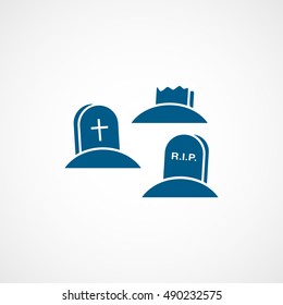 Cemetery Halloween Concept Blue Flat Icon On White Background