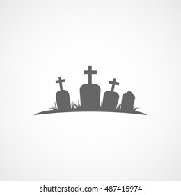 Cemetery Halloween Concept Flat Icon On White Background