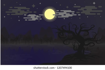 Cemetery in Halloween day 
