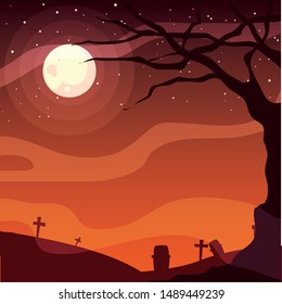 cemetery happy halloween celebration design