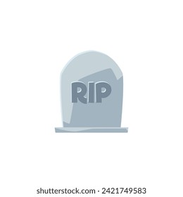 Cemetery headstone or funerary element of a monument to a deceased person, flat vector illustration isolated on white background. Cemetery tombstone or gravestone.