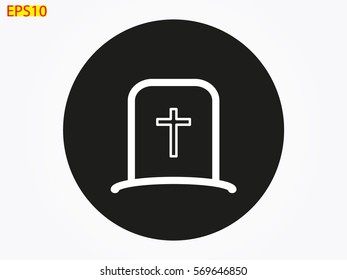 cemetery, headstone, icon, vector illustration eps10