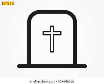 cemetery, headstone, icon, vector illustration eps10