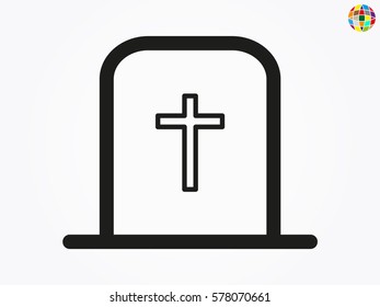 cemetery, headstone, icon, vector illustration eps10
