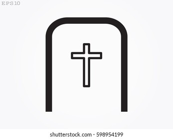 cemetery, headstone, icon, vector illustration eps10