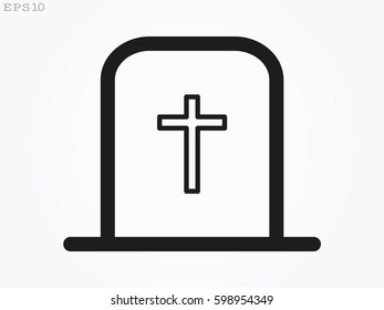 cemetery, headstone, icon, vector illustration eps10