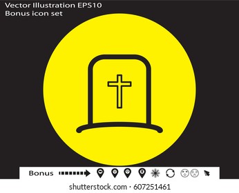 cemetery, headstone, icon, vector illustration eps10