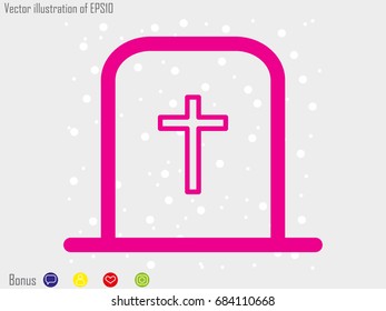 cemetery, headstone, icon, vector illustration eps10