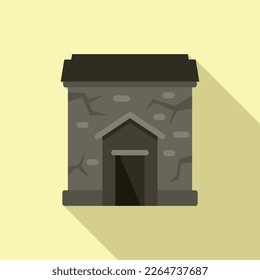 Cemetery house icon flat vector. Creepy fear. Scary night