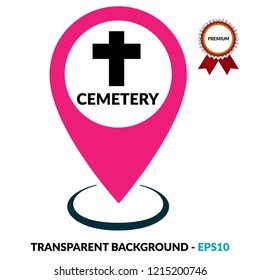cemetery icon and map pin