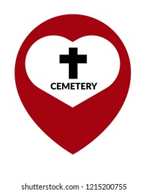 cemetery icon and map pin