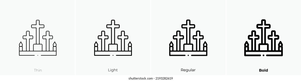 cemetery icon. Thin, Light Regular And Bold style design isolated on white background