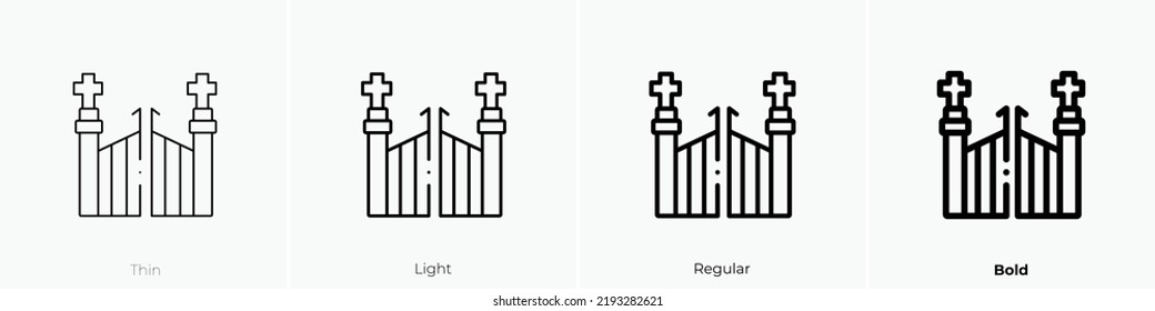 cemetery icon. Thin, Light Regular And Bold style design isolated on white background