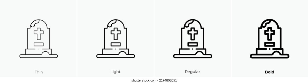cemetery icon. Thin, Light Regular And Bold style design isolated on white background