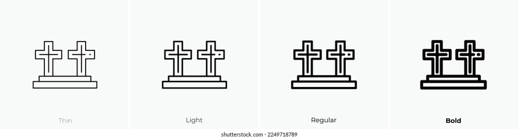 cemetery icon. Thin, Light Regular And Bold style design isolated on white background