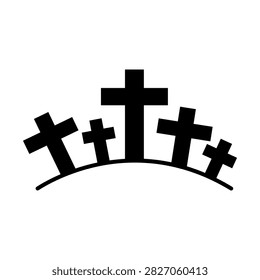 Cemetery icon vector. Graveyard illustration sign. Memorial ground symbol. Funeral remembrance logo or mark.
