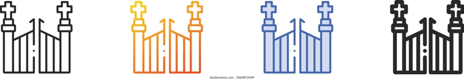 cemetery icon.Thin Linear, Gradient, Blue Stroke and bold Style Design Isolated On White Background