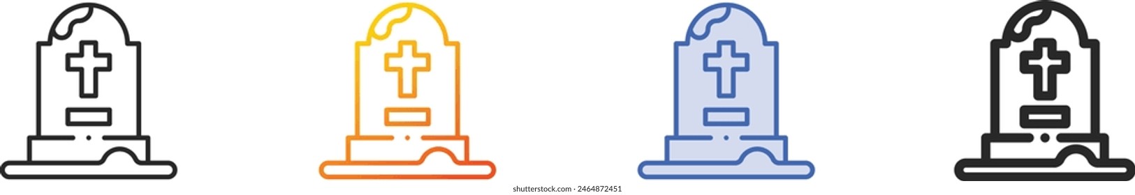Friedhofssymbol. Dünne lineare, Verlaufs-, blaue Strich- und gewagte Stil-Design isoliert auf weißem Hintergrund