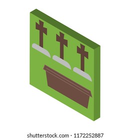 Cemetery isometric left top view 3D icon