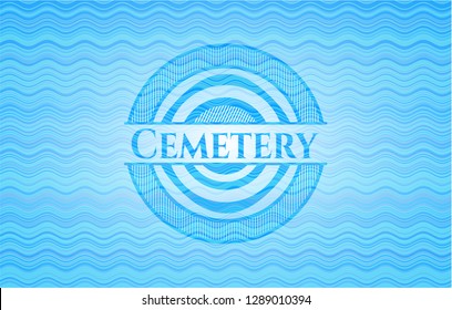 Cemetery light blue water emblem background.