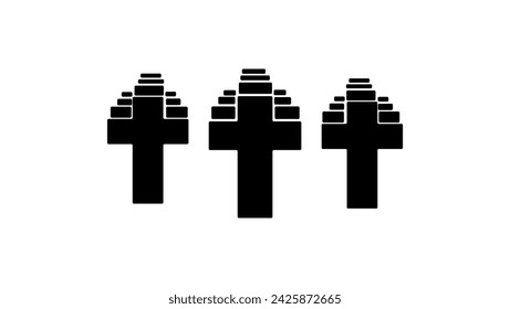cemetery made of crosses, black isolated silhouette