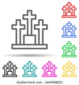 cemetery multi color style icon. Simple thin line, outline vector of web icons for ui and ux, website or mobile application