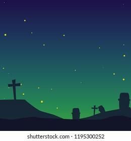 cemetery on night scene