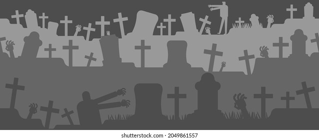 Cemetery pattern seamless. halloween background. All Hallows Eve background.  