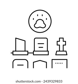 cemetery pet line icon vector. cemetery pet sign. isolated contour symbol black illustration