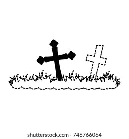 cemetery scene isolated icon