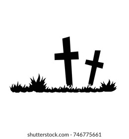 cemetery scene isolated icon
