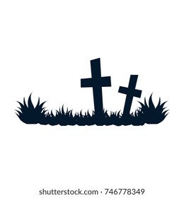 cemetery scene isolated icon