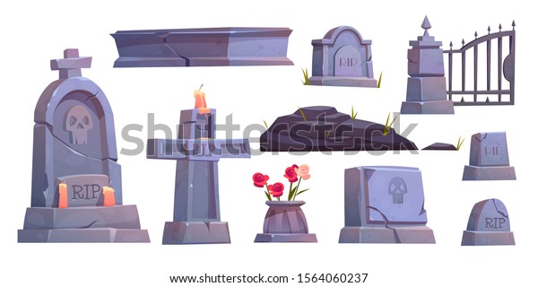 Conjunto De Cementerios Lápida De Cementerio Cruz De Piedra Craqueada Con Firma De Rasguños Y