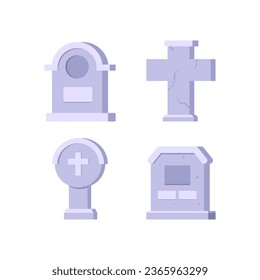 Friedhof-Grabstein auf Friedhof von verschiedenen, flachen Design-Symbol Vektorgrafik