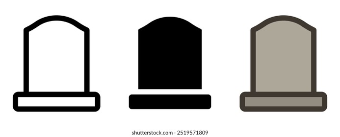 Cemetery sign. Gravestone pictogram. Halloween symbol. Grave illustration.