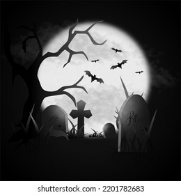 Cemetery Silhouette For Halloween Vector Art