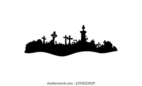 cemetery silhouette, high quality vector