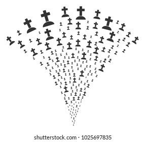 Cemetery stream fountain. Vector illustration style is flat iconic symbols. Object fountain combined from random pictograms as cemetery fireworks.