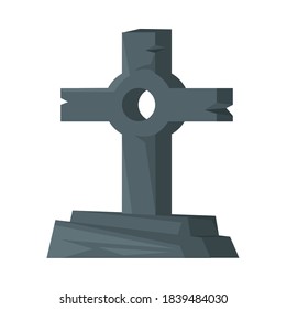 cemetery tomb with cross isolated icon vector illustration design