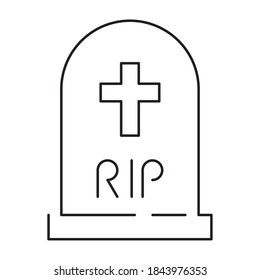 cemetery tomb with cross line style icon vector illustration design